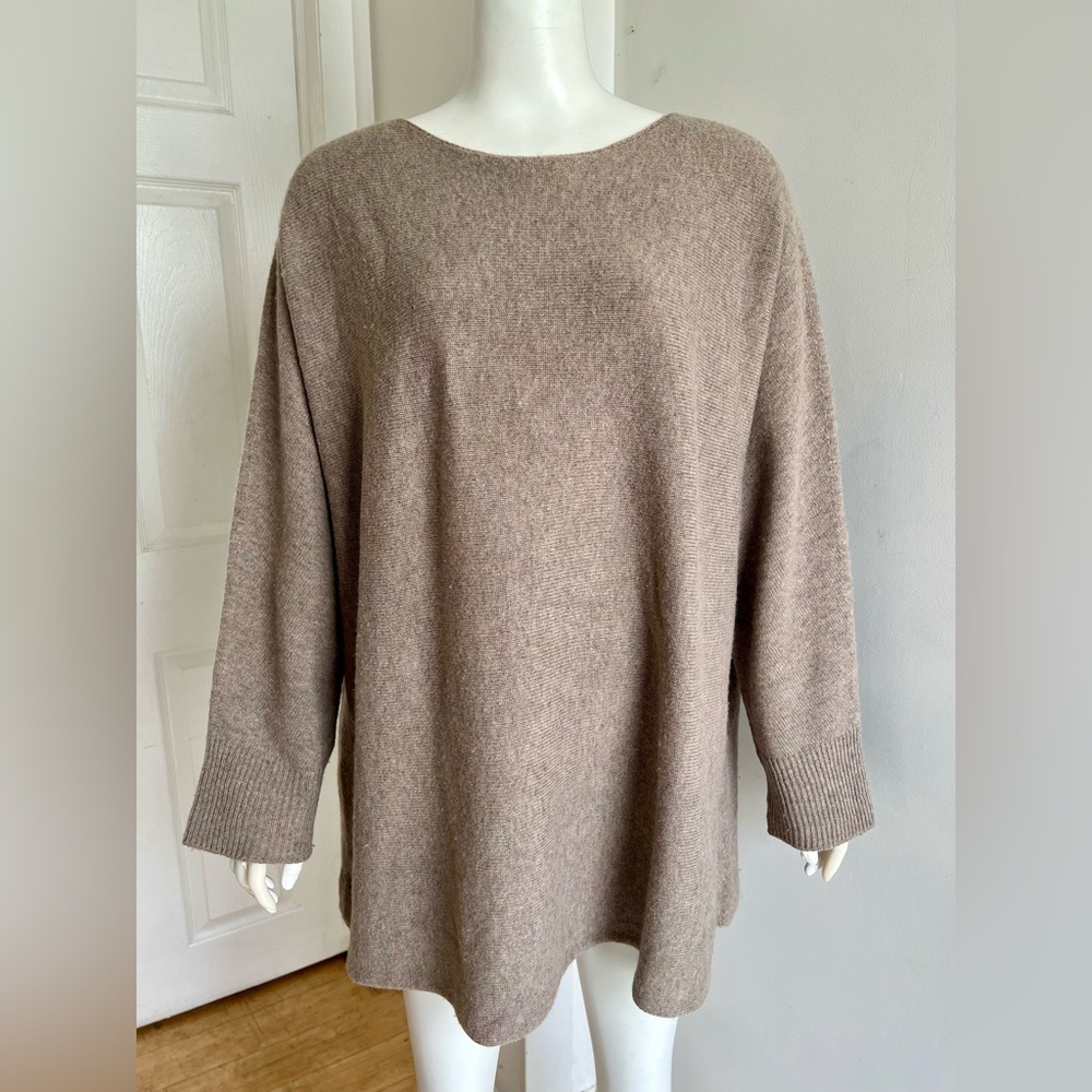 Uniqlo Lambswool Blend Boat Neck Sweater Women Pullover Beige Size XL Read Desc! - Picture 2 of 8